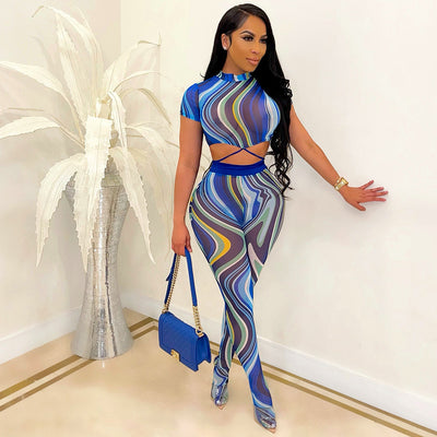Body Stocking Estampado con Cordones y Efecto Tie-Dye - Image 5