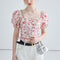 Camisa Floral Slim Fit de Manga Corta Estilo Francés
