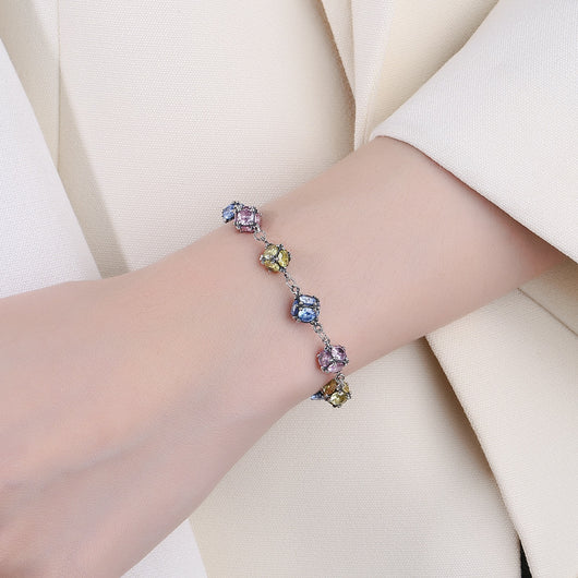 Pulsera de Cristal Zircón Multicolor - Rosa, Cielo y Azul - Image 6