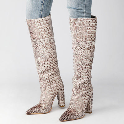 Botas Altas de Cuero con Tacón Grueso y Punta Afilada - Tallas Grandes - Image 5
