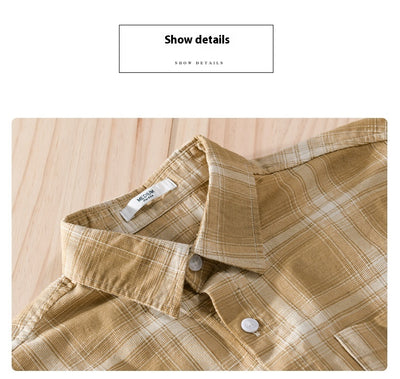 Camisa Cuadriculada de Algodón Cepillado - Estilo Retro Casual - Image 11