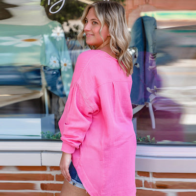 Camiseta Suelta de Color Liso Talla Grande para Mujer - Image 4