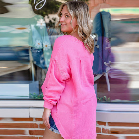 Camiseta Suelta de Color Liso Talla Grande para Mujer - Image 4