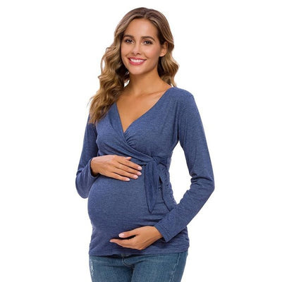 Blusas Premamá de Manga Larga y Cuello en V - Image 15