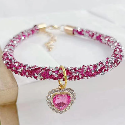 Collar Gato con Dije Corazón de Cristales Brillantes - Accesorio Reflectante para Mascotas - Image 4