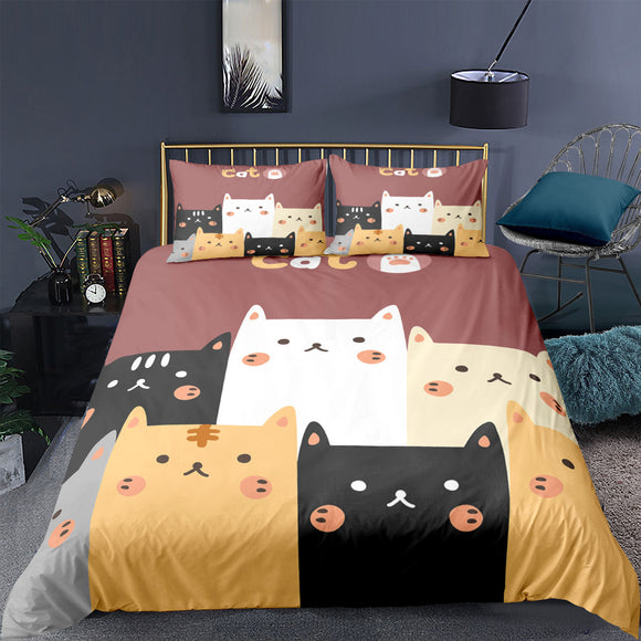 Juego de Sábanas Estampado 3D Animales Gatitos - Funda Nórdica de 3 Piezas