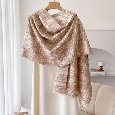 Chal Reversible de Cachemira con Borlas Camellia - Perfecto para Aire Acondicionado - Image 9