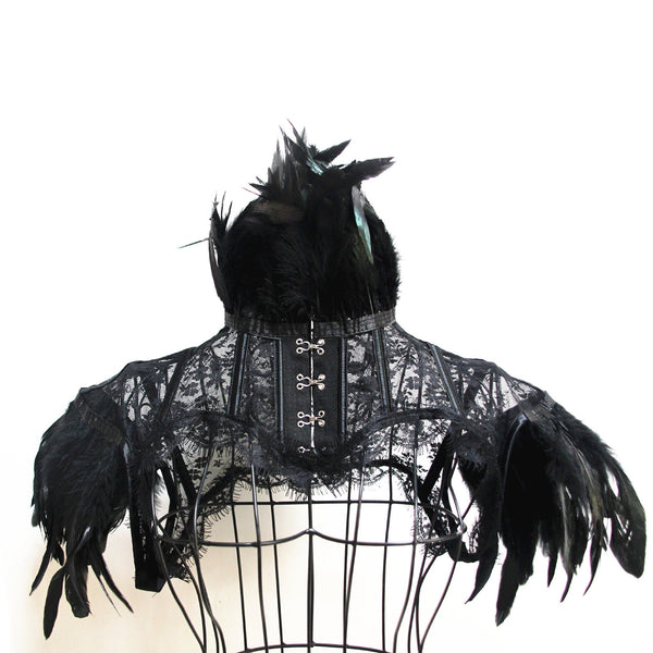 Capa de Encaje con Plumas para Cosplay y Disfraz