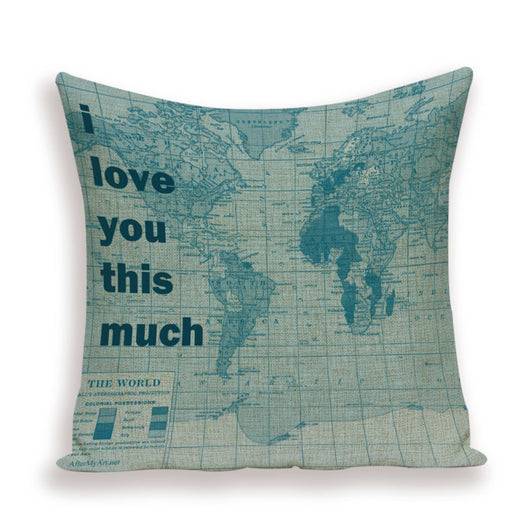 Funda de Almohada Retro con Mapa del Mundo Europeo - Cojín Decorativo Estilo Marroquí en Lino - Image 26