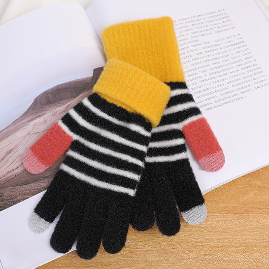 Guantes Tejidos de Invierno con Contraste de Colores y Forro Polar para Mujer - Image 45