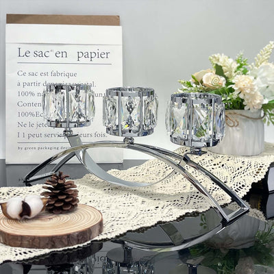 Candelabro de Cristal Metal de Tres Brazos para Decoración