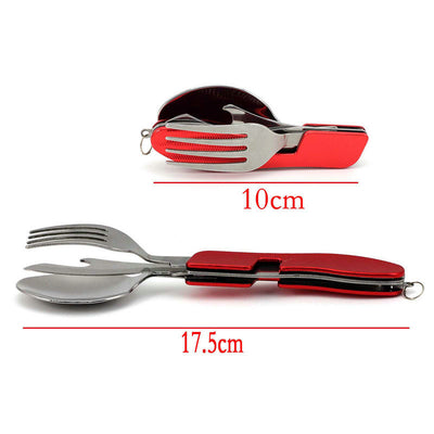 Cubiertos de Viaje Plegables Multifuncionales con Tres Cuchillos para Fruta - Image 10