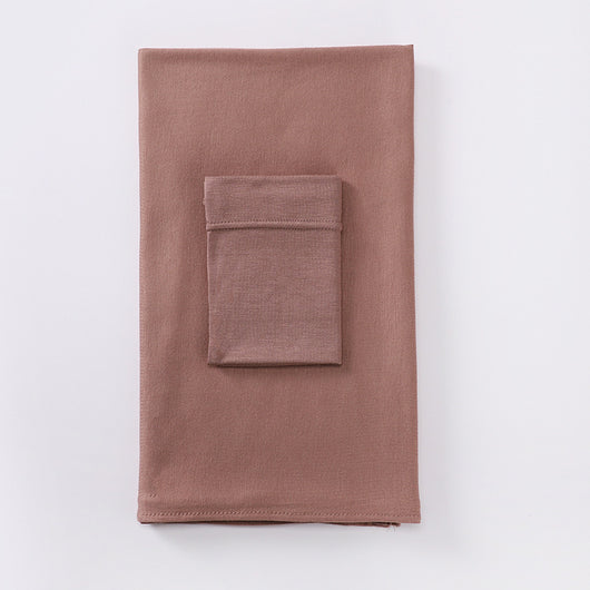 Black minimalist modal bottom hat integrated scarf, folded neatly on a white background. - Image 15