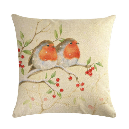Funda de Almohada Lino Serie Pájaro Rojo Bendición Navideña - Image 15