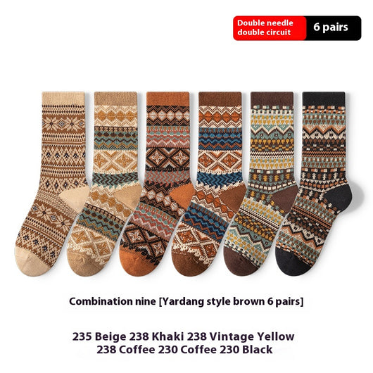 Calcetines Artísticos Étnicos Retro Tubo Medio en Algodón - Image 10