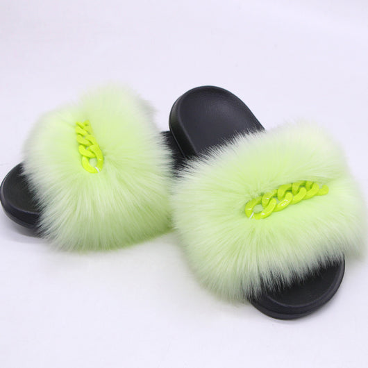 Pantuflas de Piel Sintética de Zorro con Cadena - Sandalias Peluche Cómodas - Image 19
