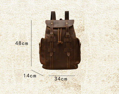 Mochila de Cuero Retro Crazy Horse para Hombre - Bolsa Casual Versátil - Image 5