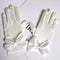 Guantes de Satén para Novia con Moño y Perlas Colgantes Estilo Princesa