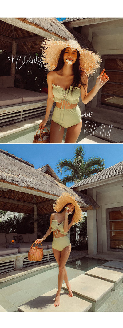 Bikini Escotado de Color Sólido con Top Tubo para Mujer - Image 11