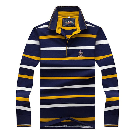 Camiseta Ejecutiva de Rayas con Solapa - Manga Larga - Image 11