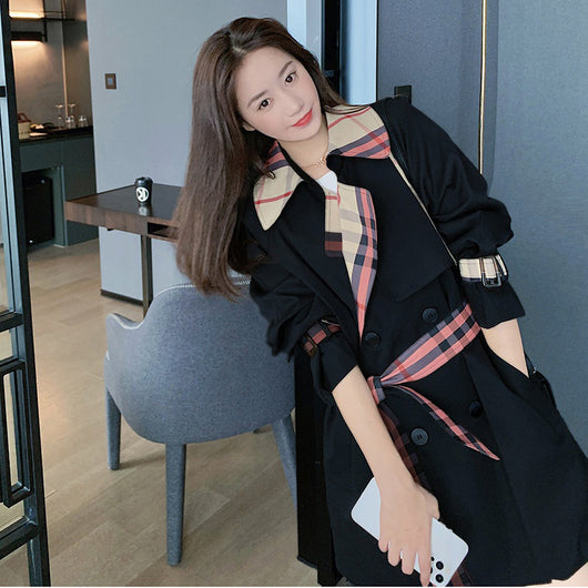 Chaqueta Cortavientos Cuadros Suelta para Mujer con Costuras Decorativas - Image 5