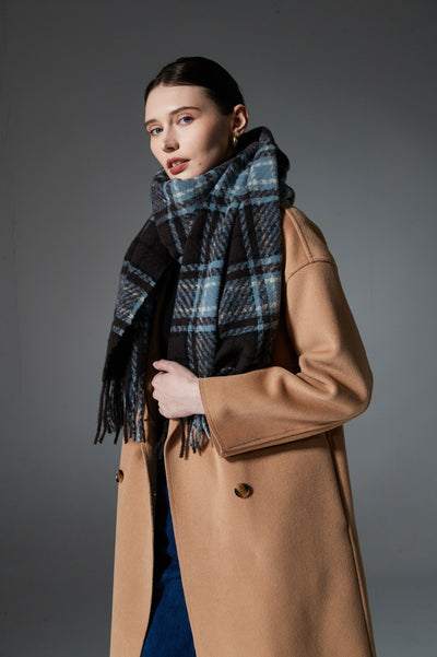 Bufanda Escocesa Azul Otoño Invierno - Estilo Europeo y Americano - Image 13