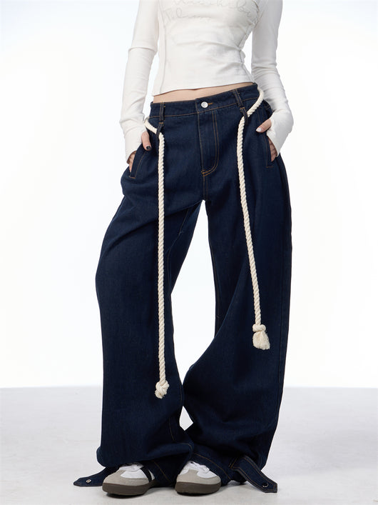 Jeans Negros Lavados Rectos Ancho con Costuras Blancas - Image 17