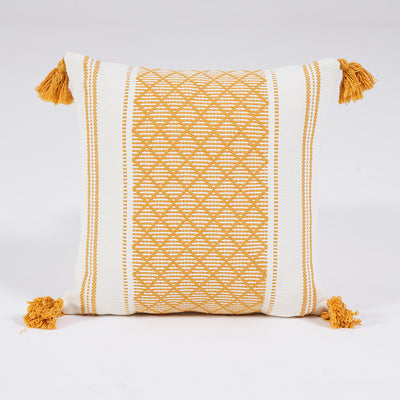 Funda de Cojín Jacquard Tejido Geométrico con Borlas - Image 6