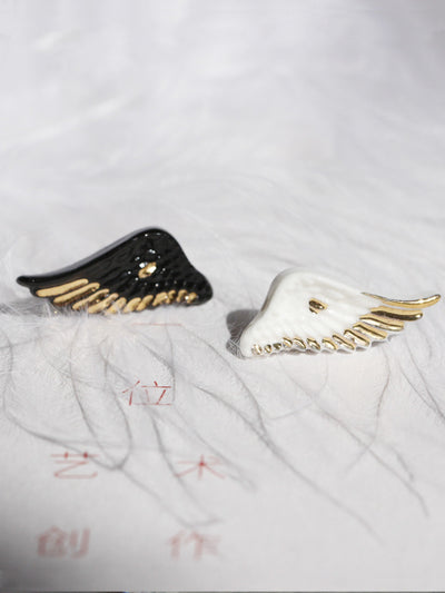 Aretes de Pareja Cerámica y Plata 925 Unisex Blanco y Negro - Image 5