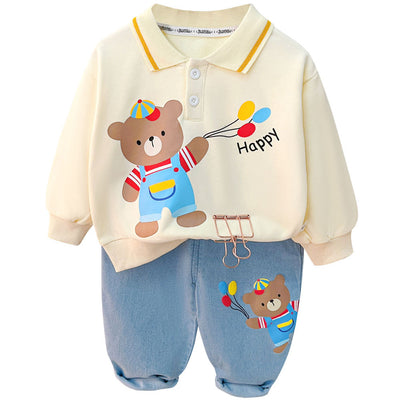 Conjunto de Dos Piezas: Suéter Infantil con Solapa y Mangas Largas - Image 3