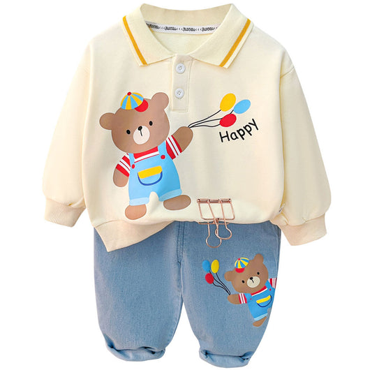 Conjunto de Dos Piezas: Suéter Infantil con Solapa y Mangas Largas - Image 3