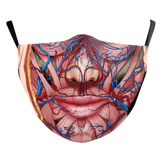 Black milk silk dustproof mask with a white smiley face design, featuring 'X' eyes and a curved smile, for Halloween. - Image 5