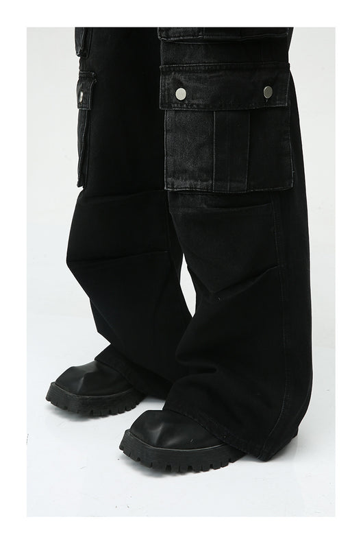 Pantalón Jean Cargo Retro de Talle Ancho con Múltiples Bolsillos - Image 19