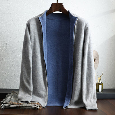 Cardigan de Lana con Cierre Zip Manga Larga