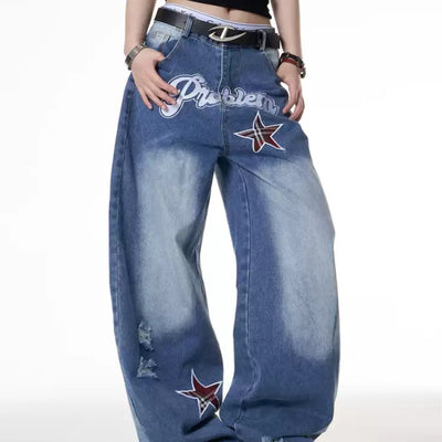 Jeans Anchos Retro Street Hot Girl XINGX con Estampado para Mujer - Image 10