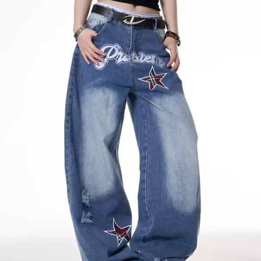 Jeans Anchos Retro Street Hot Girl XINGX con Estampado para Mujer - Image 10