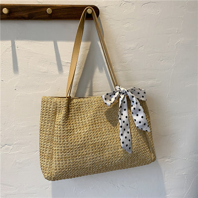 Bolso Tote Tejido con Cadena y Pañuelo Convertible - Image 7