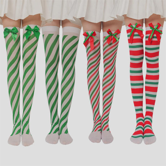 Calcetines Navideños con Muñeca de Peluche y Moño