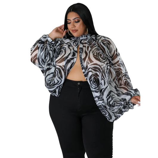 Blusa de Gasa Talla Grande con Cuello Redondo y Tirantes Ajustables - Image 6