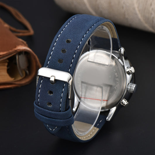 Reloj de Cuarzo para Hombre con Correa de Cuero y Calendario - Image 4
