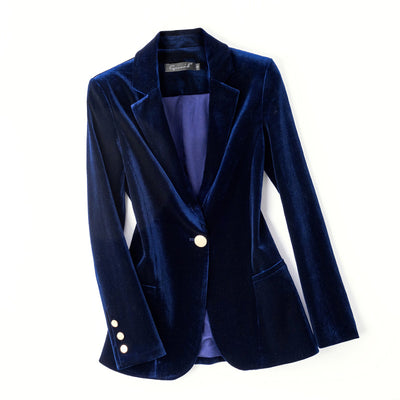 Blazer de Terciopelo Dorado Ajustado para Mujer - Image 14