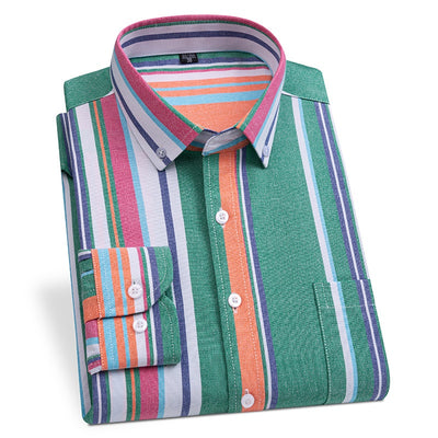 Camisa Oxford Slim Fit a Rayas para Hombre con Bolsillos - Image 3