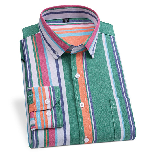 Camisa Oxford Slim Fit a Rayas para Hombre con Bolsillos - Image 3