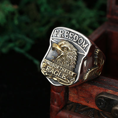 Anillo Águila Retro Punk con Alfabeto Ancho