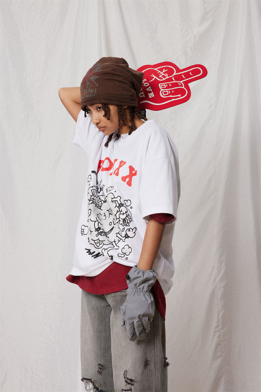 Camiseta Holgada Estampado Caricatura para Hombre - Image 8