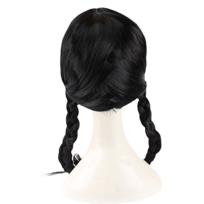 Peluca Trenza Retorcida con Raya Central Negra para Halloween - Image 8