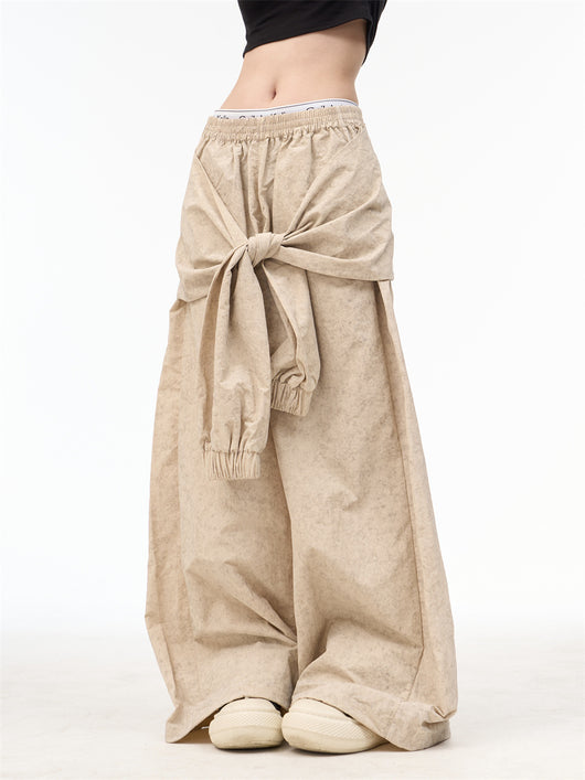 Pantalones Anchos Retro Estilo Americano con Cintura Ajustable y Encaje - Image 4