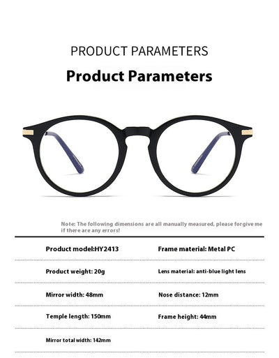 Dark purple round-frame anti-blue light reading glasses with silver-colored temples on a white background. - Image 11