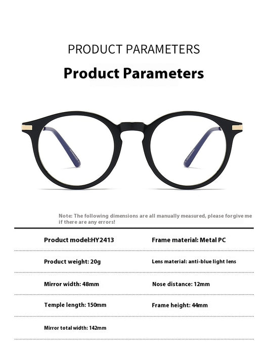 Dark purple round-frame anti-blue light reading glasses with silver-colored temples on a white background. - Image 11