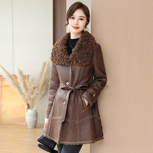 Abrigo de Invierno Largo en Terciopelo Mink para Mujer - Image 6